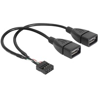 Delock USB-Kabel USB 2.0Pfostenstecker 8pol., USB-A Buchse 20.00cm Schwarz UL-zertifiziert