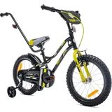 Sun Baby Jungenfahrrad 16 Zoll Jungen Fahrrad Stützräder Schubstange ab 2-6 Jahre BMX Kinder Grün) 16 Zoll,