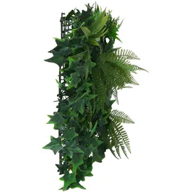 Mendler Wandpaneel HWC-O95, Pflanzenwand Wanddeko Kunstpflanze, In-/Outdoor, 4x je 50x50cm = 1m2 ~ Farn/Efeu