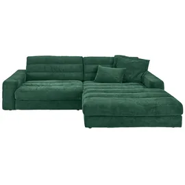 KAWOLA Ecksofa Lana Cord Recamiere rechts smaragd