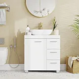 VASAGLE Waschbeckenunterschrank, Badezimmerschrank, 3 große Schubladen, 30 x 60 x 64 cm, Badschrank, 2 Fächer hinter der Tür - Weiß