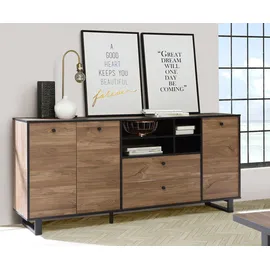 Forte Sideboard 180,8 x 81,6 x 42 cm Colonialeiche / Schwarz