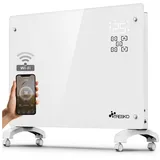 TRESKO TRESKO® Elektroheizung Weiß 1500W inkl. WiFi & APP Glaskonvektor Konvektor Heizung Heizkörper Bad