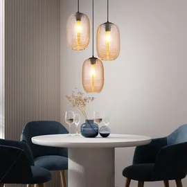 GLOBO Pendelleuchte Hängelampe Deckenleuchte Esszimmerlampe Amber Metall 3-Flammig