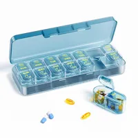 Daviky Pillendose 7 Tage, Tablettenbox 7 Tage Morgens Abends, Wöchentliche Medikamentenbox, Premium Pillenbox 7 Tage, Reisetaugliche Pillenbox, Supplement Box für Vitamine, Fischöle & Kapseln