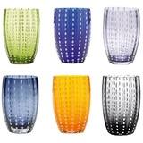 Zafferano Perle Glasbecher - Handgemachtes transparentes Buntglas, cl 32 h 109mm d 71mm - Set 6 Stück - Farblich Sortiert