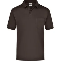 Kurzarm Poloshirt mit Brusttasche - Farbe braun - Größe L
