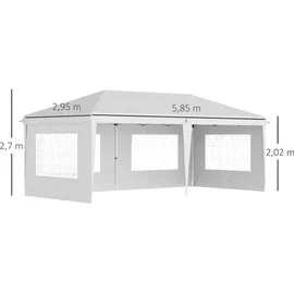 Outsunny Faltpavillon ca. 6 x 3 m Pavillon Partyzelt mit UV-Schutz, Seitenwänden
