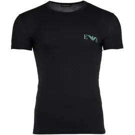 Emporio Armani Herren T-Shirt, 2er Pack - BOLD MONOGRAM, Rundhals, Fitted Fit, Stretch Cotton Schwarz/Grau XL