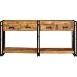 vidaXL Konsolen-Tische 2 pcs Braun Massives, grobes Mangoholz