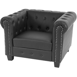 Luxus Sessel Loungesessel Relaxsessel Chesterfield Edingburgh Kunstleder ~ eckige Füße, schwarz