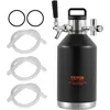 Bierzapfanlage Mini Bierfass Bierbraugerät 4 L, Tragbares Druckfass-Set Doppellagige Edelstahlschicht Growler System Einstellbarer Hahn 27 °C, Fassbier Hausbrauerei Frisch und Kohlensäurehaltig