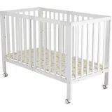 Cangaroo Baby Gitterbett Nova Holz, faltbar, höhenverstellbar, Matratze, Räder weiß