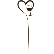 Badeko Gartenstecker Herz mit Weinglas 110 x 20 cm schwarz