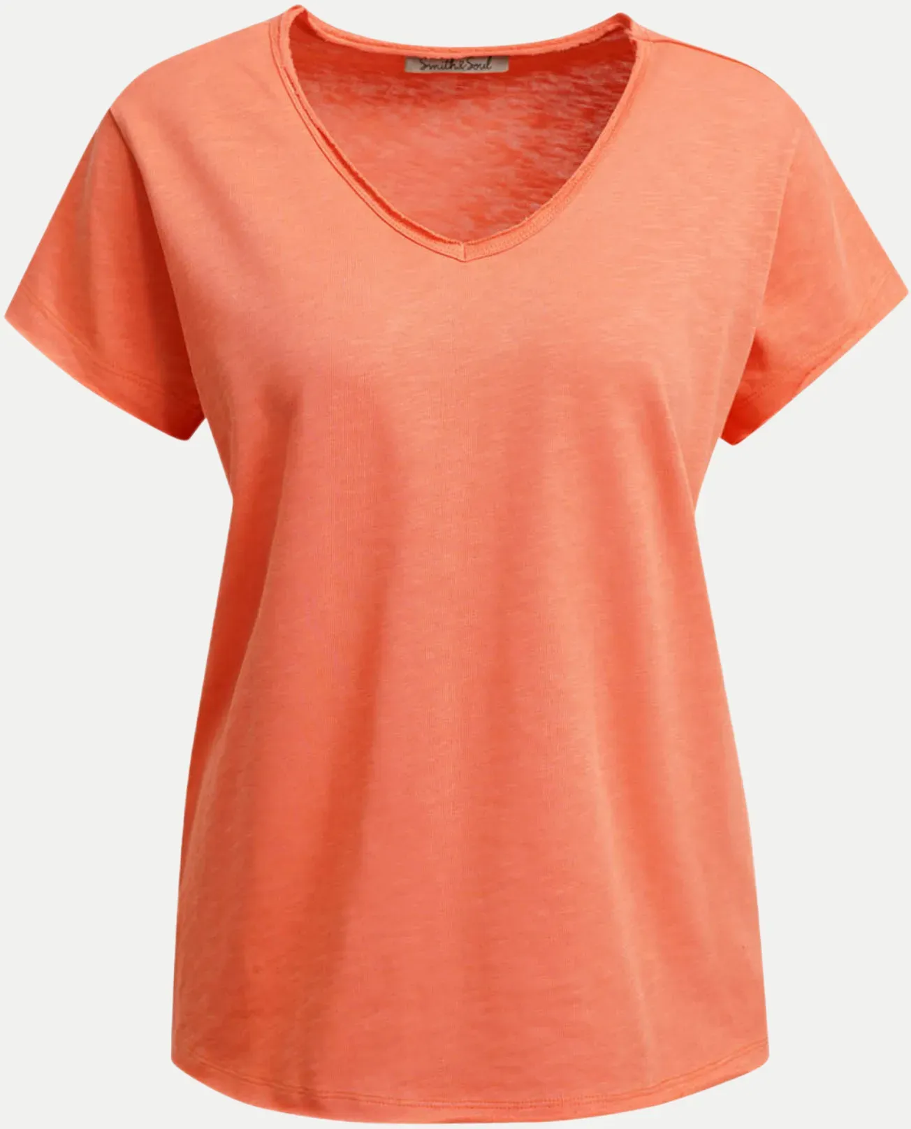 T-Shirt mit V-Ausschnitt Orange S