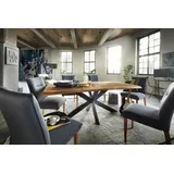 G + K Esstisch Wildeiche massiv geölt - Metallgestell - 200 x 100 cm