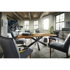 G + K Esstisch Wildeiche massiv geölt - Metallgestell - 200 x 100 cm