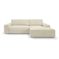 WERK2 Ecksofa »Hugo-L L-Form«, Design Ecksofa in Cord mit Schlaffunktion & Bettkasten, beige