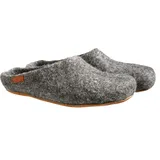 MagicFelt Filz Pantoffeln Aus 100% reiner Shetlandwolle, Mit Ledersohle, Anatomisch geformt - Grau, 42