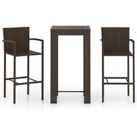 vidaXL 3-tlg. Garten-Bar-Set mit Armlehnen Poly Rattan Braun