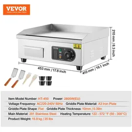 Vevor Kommerzieller Grill 2800 W 45 x 30 cm