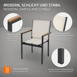 ML-Design Gartenstuhl 56 x 85,5 x 53 cm beige 6 St.