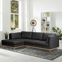 Max Winzer Larsen Ecksofa links mit Sofa 2-Sitzer rechts Flachgewebe graphit