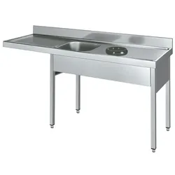 EURAST - Spüle mit rahmen 1 abtropffläche, 1 becken und ring für die entsorgung - 1800x700x850 mm - 228I817L