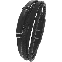 Tom Tailor Identarmband Edelstahl/Leder/Kautschuk Schwarz 2100691 Größe 20+1,5 cm