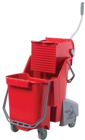 UNGER SmartColorTM Sanitär Combo 30 l Doppelfahreimer, Fahreimer und Presse als Combo, Farbe: rot