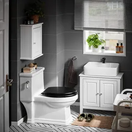 SoBuy Waschbeckenunterschrank Badschrank mit 2 Türen MDF 60x62x30cm Weiß Holzwerkstoff, 60x62x30 cm, Badezimmer, Badezimmerschränke, Waschbeckenunterschränke