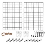 WUZILIN 2PCS Wandgitter Schwarz,Wanddekor, Multifunktionale Gitterwand, DIY Eisen Gitter der Fotowand Dekoration .Pinnwand Foto an der Memoboard Hängen in der Familie (45 * 65 cm)