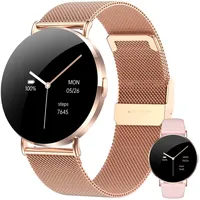 Levowatch EVE Damen Smartwatch, extraflach, Sprachsteuerung, AMOLED Always-On Smartwatch (4 cm/1,3 Zoll, Android und iOS) Fitness Tracker Uhr, Blutdruck, Periodenzyklus, wasserdicht, 7mm Metallgehäuse, 4-teilig, Anruf Funktion, 41mm Damen-Größe, Sporterkennung, Anrufe, Schrittzähler, Puls, 3 Armbänder, Stress-, Schlafüberwachung