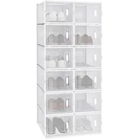 Woltu Schuhbox 25 x 19 x 35 cm 12-tlg. transparent weiß