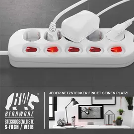 Bearware Steckdosenleiste 1,50 m Weiß 5 St.