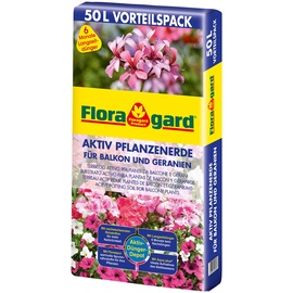 Floragard Aktiv Pflanzenerde für Balkon und Geranien 50 l