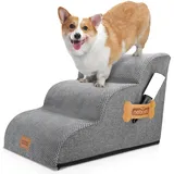 Nobleza Hundetreppe, Hundetreppe für Kleine Hunde 40cm, Hunderampe für Couch aus Hochdichtem Schwamm, Haustiertreppe für Hunde mit Fusselrolle für Sofa Bett Auto, 57x40x40cm, 3 Stufen