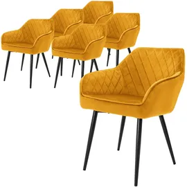 ML-Design Polsterstuhl Samt senfgelb 6er Set