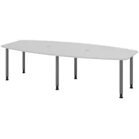 Bümö Konferenztisch Grau, Graphit, Nachbildung, Oval, 280x74x130 cm, FSC