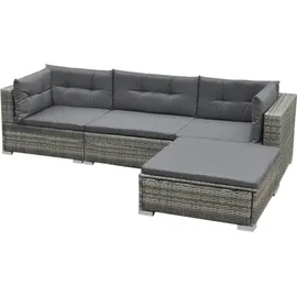 vidaXL 5-tlg. Garten-Lounge-Set mit Kissen Poly Rattan Grau