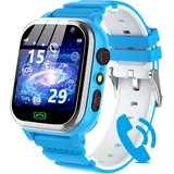 kaacly Smartwatch Kinder - Smartwatch für Kinder Telefon für Mädchen Jungen mit Anruf, SOS, 26 Spiele, SchrittzäHler, Musik, Kamera, Wecker, Schulmodus,Smartwatch Geschenke für Kinder Azure