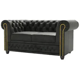 s-style möbel Chesterfield-Sofa, 2-sitzer mit Schlaffunktion Flux Anthrazit, Microfaser Vintageoptik