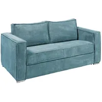 Vente-unique - Schlafsofa mit Matratze 3-Sitzer - Cord - Hellblau - Liegefläche 140 cm - Matratze 14 cm - loreto