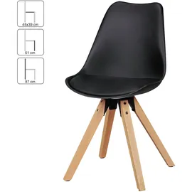 KADIMA DESIGN 2er Set Retro Esszimmerstuhl LIMA schwarz Polsterstuhl Skandinavisch Rückenlehne, Küchenstuhl Kunstleder