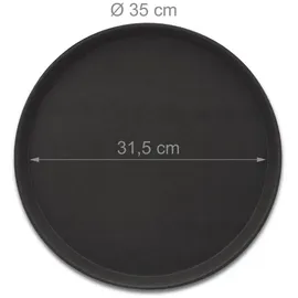 Relaxdays Serviertablett 5er Set, rutschfeste Oberfläche, rundes Kellnertablett, Getränke, Gastronomie, Ø 35 cm, schwarz