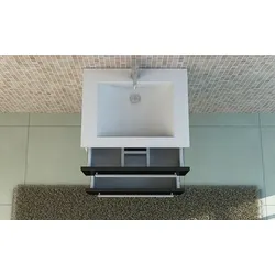 Bad-Set Waschbecken Unterschrank Waschtisch schwarz Soft Close Badmöbel Badezimmerausstattung Badinventar Hochglanz Badezimmer Bad Arosa II Jet-Line