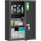 ibettertec Medizinschrank Apothekerschrank, Medikamentenschrank, Erste Hilfe Schrank (Spar-Set, 1-St., 1 x Erste-Hilfe-Kreuz Aufkleber, 1 x Bedienungsanleitung) abschließbar mit 2 Schlüsseln , rost- und feuchtigkeitsbeständig schwarz