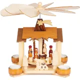 Brubaker Weihnachtspyramide aus Holz - Krippenspiel mit Jesus, Maria & Josef - 28 cm Holzpyramide für 4 Pyramidenteelichter