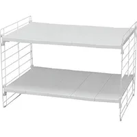 Iris Ohyama Regal, Schrankorganizer, Unterschrank, Ausziehbar, Kunststoffaufbewahrung für Küchenschränke, Speisekammer, Lebensmittel und Utensilien - Telescopic Rack 2-tier Usd-2v - Weiß