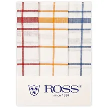 Ross 3er Pack Halbleinen-Geschirrtücher Karo 50x70 cm | rot-blau-gelb - rot;blau;gelb